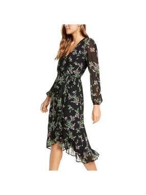 Q & A Floral Print Midi Wrap Dress